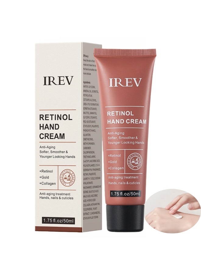 IREV Retinol Anti-Wrinkle Hand Cream, Deeply Moisturizes and Reduces Fine Lines 50ml - Image 1